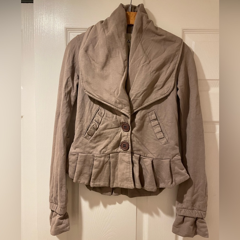 Mike & Chris Fleece Peplum Jacket Taupe Small
